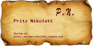 Pritz Nikolett névjegykártya